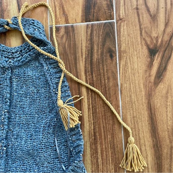 Free People Molly Playsuit Crochet Halter Open Back Romper Blue Ocean Size M - Picture 11 of 14